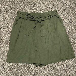 Green Tie-Waist Shorts